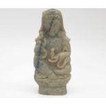 Carved jade pendant/figurine, weight 53.7g and 7cm tall