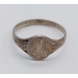 SILVER SIGNET RING SIZE F1/2