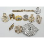 Collection of 12 UK military metal cap badges