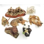 A selection of 7 ceramic animal figurines, by various manufacturers.