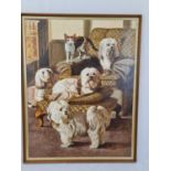 A wonderful oil on canvas fur pet lovers by artist Peter Cooper (signed). 65 x 83 cm.