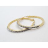 Pair of large 9ct yellow gold stone set hoop earrings, weight weight 1.8g and 3cm diameter approx
