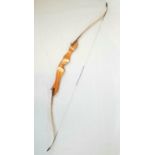 A take down, recurve SSA bow, perfect for hunting, 64 inches long approx