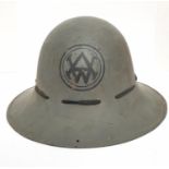 WW2 Zuckerman Helmet. Marked with the Allen West Factory Logo. This company made Mills grenades