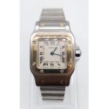 Cartier ladies tank watch with two tone bi-metal, quartz movements, 24mm case