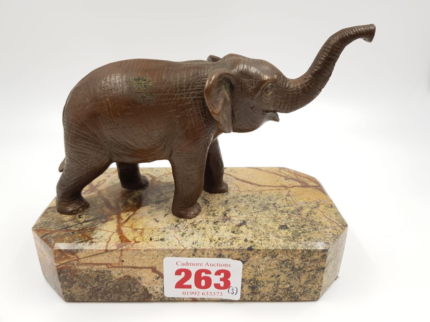3 Vintage elephant figurines. 1 ceramic, made in France by Sevres, the other two are brass; one of - Image 6 of 11