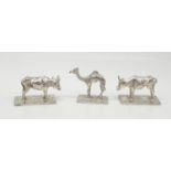 3 silver animal figures. 95.7g in weight. 3.5x2cm base.