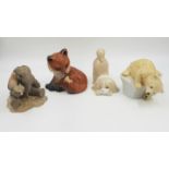 Selection of 4x animal ceramic figurines by different makers, good conditions