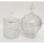 Pair of cut glass candy bowls, 20 and 28cm tall