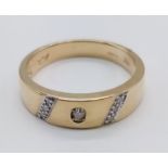 14CT Yellow gold DIAMOND SET BAND RING, weight 3.9G and size P