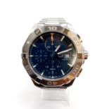 Tag Heuer Aquaracer chronometer gent watch with navy face twist bezel and steel strap, 40mm case