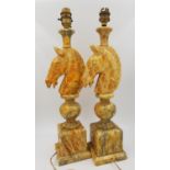 A pair of original vintage Italian alabaster horses head lamps.