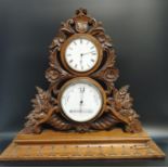 A Victorian combined clock barometer and thermometer in mahogany case, eight day pendulum