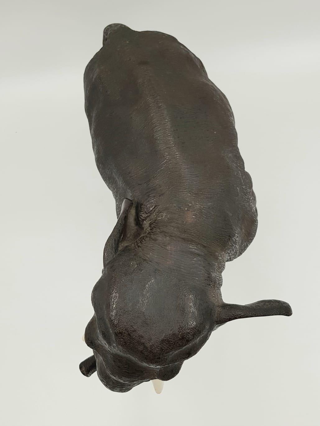 A beautiful bronze elephant sculpture (circa 1930) with ivory tusks, Japanese marked possibly Seya - Image 3 of 5