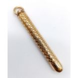 Vintage telescope 9ct gold pencil holder, 5-11cm long and 11g weight