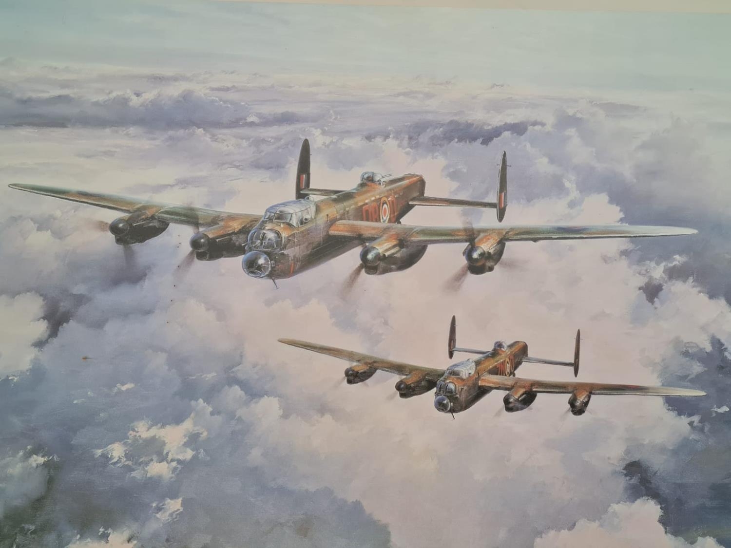 F&G (Perspex) coloured print by Robert Taylor ?The Lancaster V.C.s?, signed by V.C. recipients - Image 3 of 5