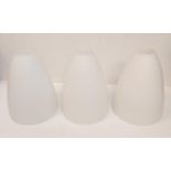 Set of 3 frosted white glass replacement ceiling wall lights lamp shade. Unused, as new. 20cm in