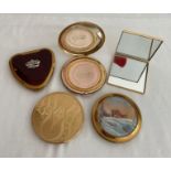 5 x Vintage compacts to include Stratton and double mirrored. As found.