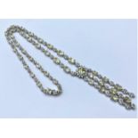 Silver heavy NECKLACE with white and yellow stones. 45.78g 40cm.
