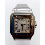 Cartier gent tank watch, manual wind in working order, 30mm case