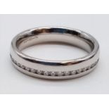 PLATINUM DIAMOND BAND RING, WEIGHT 6G AND SIZE J