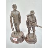 2 x cold cast bronze figures by Peter Hicks depicting Gurkha soldiers, one of the Victorian era