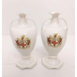 Pair of small city of London ornamental ceramic vases, 12cm tall