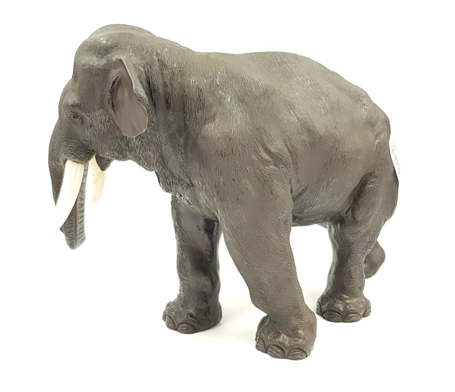 A beautiful bronze elephant sculpture (circa 1930) with ivory tusks, Japanese marked possibly Seya - Image 2 of 5