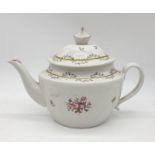 A very rare, keeling factory porcelain TEAPOT, circa 1800, in a hand painted 247 floral pattern,