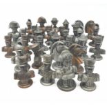 Metal CHESS SET Napoleonic Themed pieces. Napoleon 7.5 cm tall. Play on a square 3.5 cm.