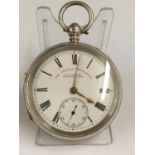 Antique solid silver Coventry lever pocket watch , ticks if shaken but no key , sold with no