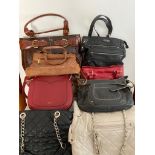 Selection of quality bag and handbags, some new and unused to include real leather, Fiorelli, Mia,