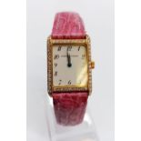 Vintage Audemars Piguet 18CT GOLD ladies quartz watch, rectangular face (17x22mm) and diamond