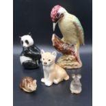 Assortment of 5 ceramic animal figurines. Tallest is 22cm in height. All good colouring, no