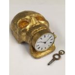 Antique 19th century Masonic memento mori Pocket watch movement timepiece . ( working ) skull with