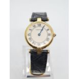 Vintage Cartier 18ct Gold Ladies quartz WATCH with round face and Roman Numerals and original