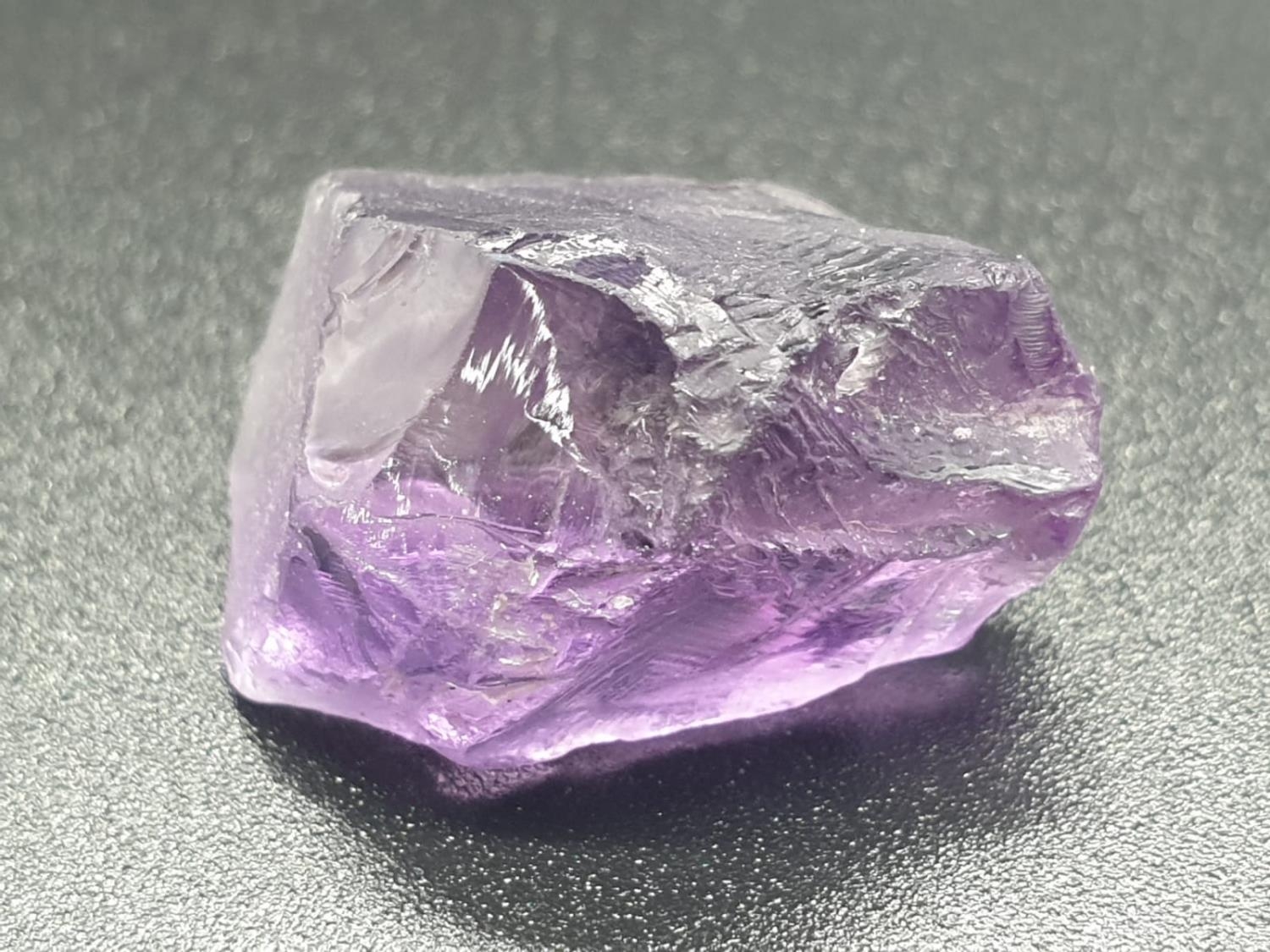 20.21 Ct Loose Natural Amethyst. Rough shape. IDT certified