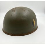 WW2 British Armoured Vehicle Helmet. With insignia of a 2nd Lt in the Royal Signals Regiment.