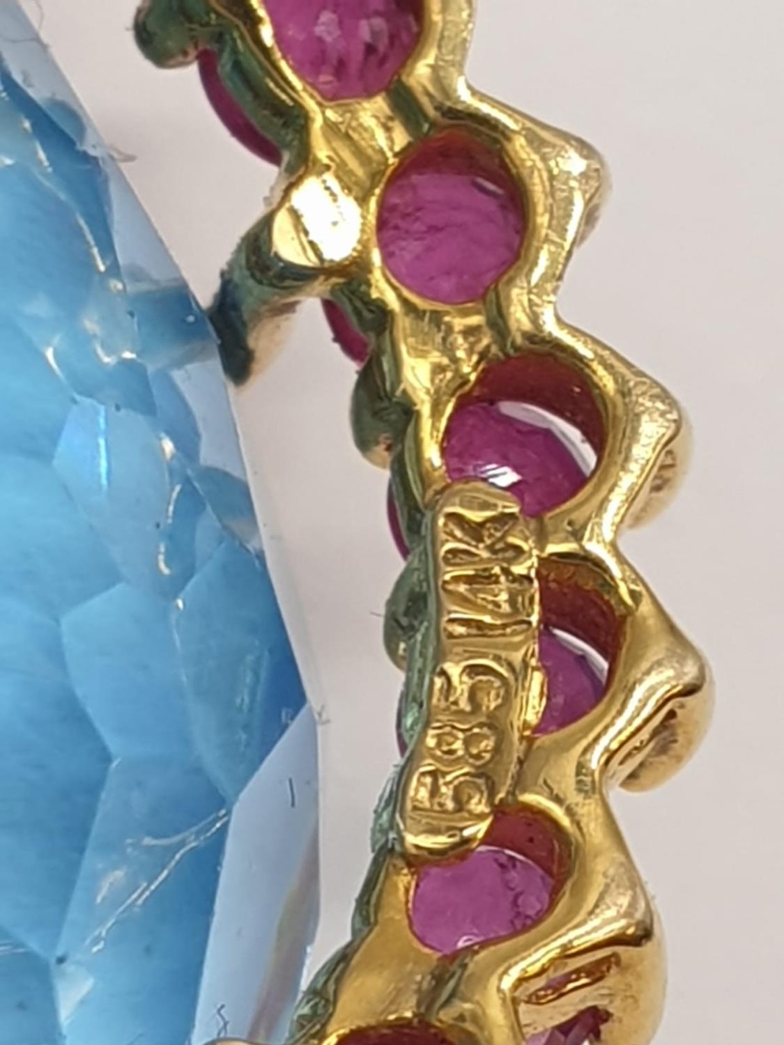 Topaz and ruby in 14ct gold pendant, weight 8g - Image 5 of 5