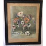 An original signed Winifred Walker watercolour painting- flowers in a metallic vase , original