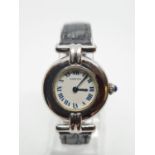 Vintage Cartier Ladies quartz WATCH with round face and Roman numerals. set in 925 Silver with
