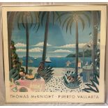 Framed Thomas McKnight PRINT .. Puerto Vallarta. 69 x 68 cm.