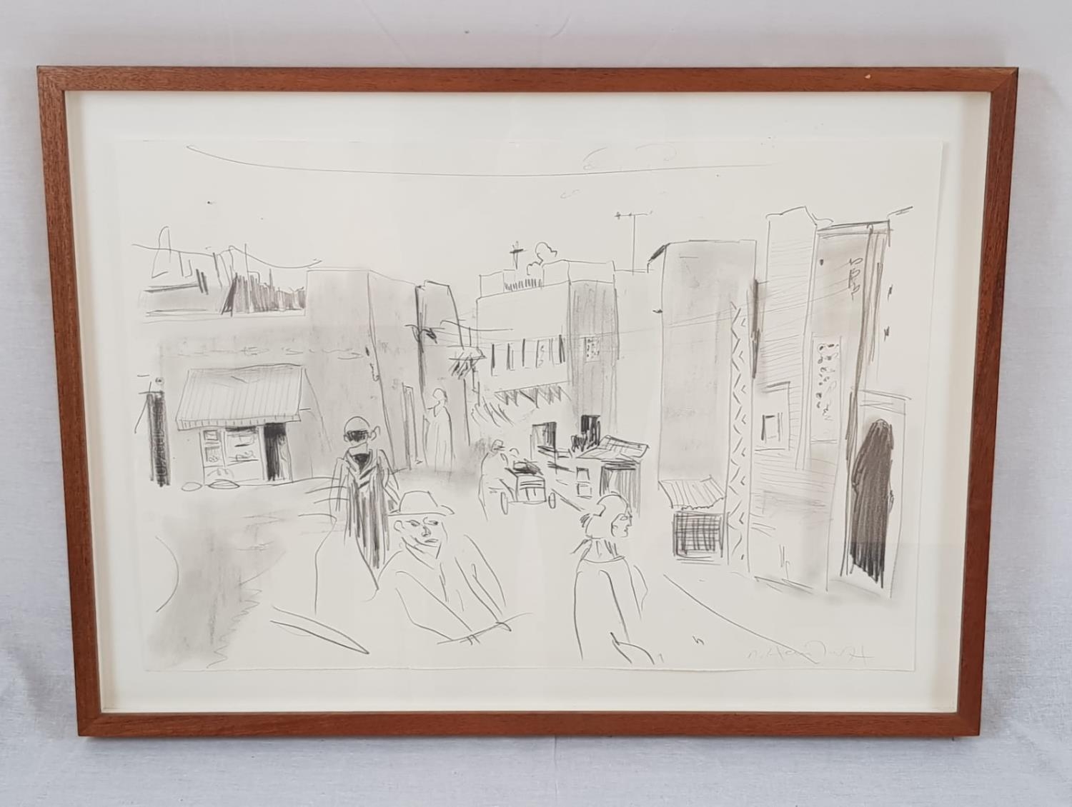 Untitled (Marrakech) by Michael Heindorff Pencil on paper - signed by the artist. In frame - 65 x