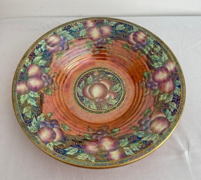 Vintage Lucien Boullemier large fruit bowl. Beautifully decorated with full set of markings to base.