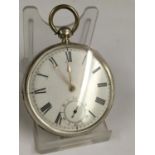 Antique solid silver Waltham key wind pocket watch no key but ticks if shaken but no guarantees