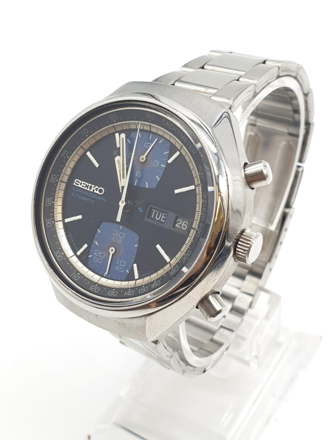 Seiko vintage chronograph automatic self wind watch.