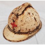 Semi Relic WW1 French Medics Helmet. The soldier's name can just be made out inside.