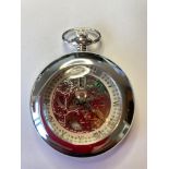 Skeleton pocket watch from The Heritage Collection. Works visible to back and front. Top winding.