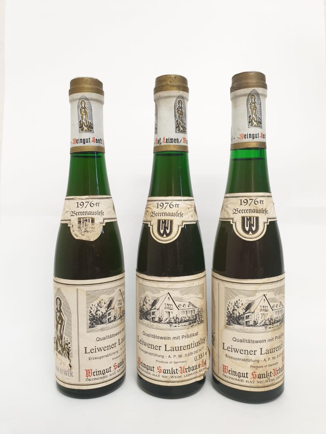 Three half bottles of 1976 Beerenauslese. Due to a extremely hot summer 1976 was an exceptional year