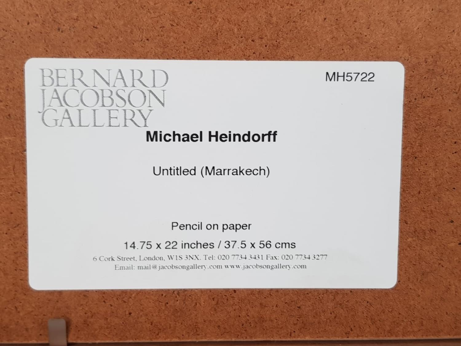 Untitled (Marrakech) by Michael Heindorff Pencil on paper - signed by the artist. In frame - 65 x - Image 3 of 3